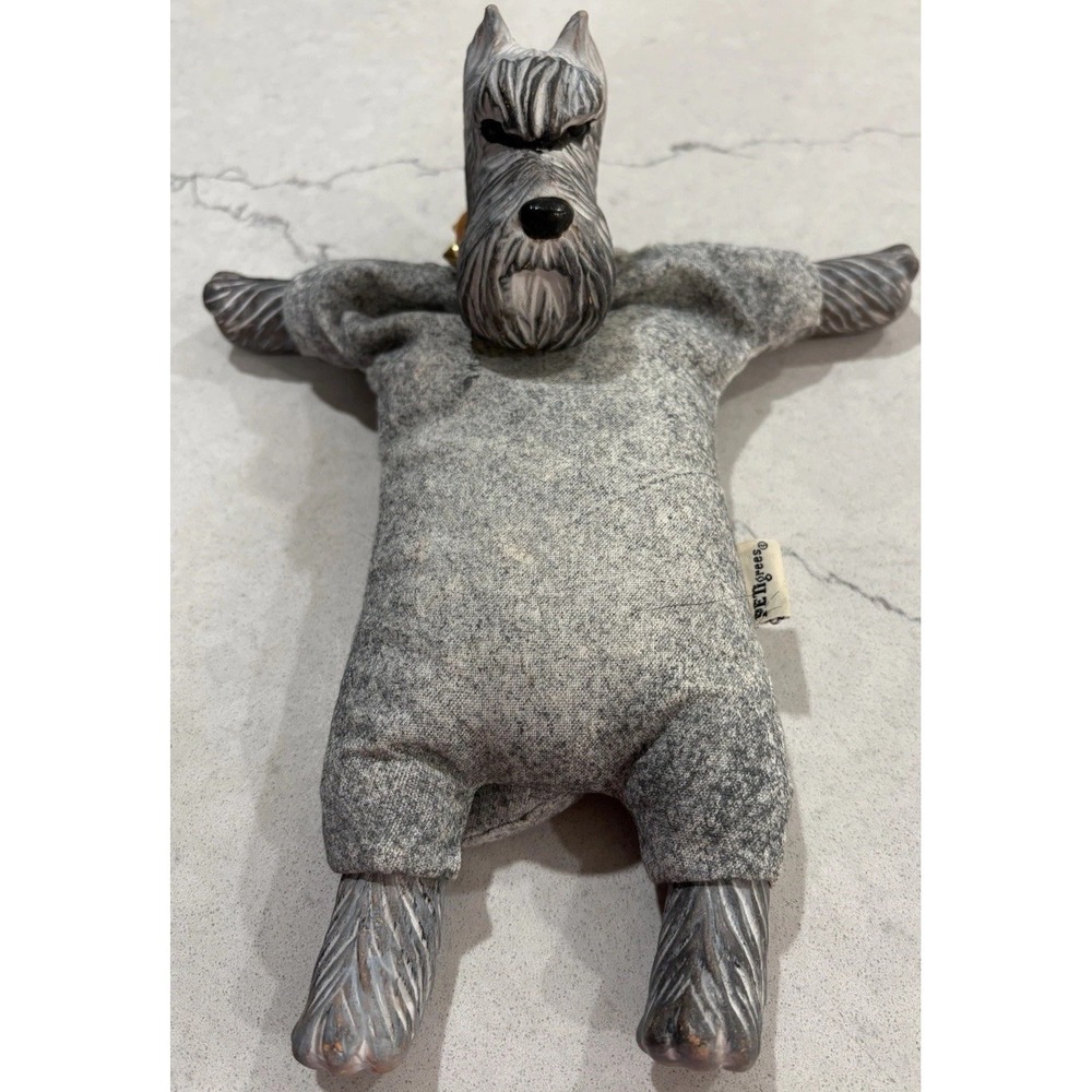 Rare Vintage PETigrees Schnauzer Plush Handmade in Philippines Sculpt Head Paws